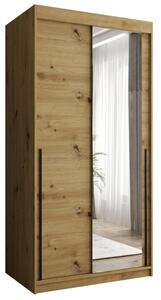Szafa przesuwna z lustrem Garderoba SIMA T2 100 artisan + u. czarny