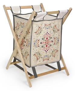Kosz na pranie z drewna sosnowego Madre Selva Flowers Tapestry, 50 l