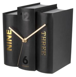 Czarny zegar stołowy w kształcie książek Karlsson
