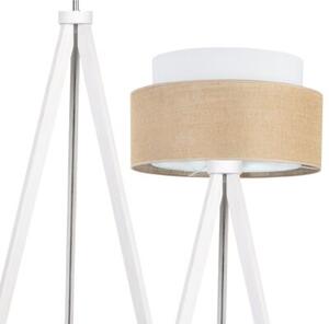 Lampa podłogowa trójnóg biały Light Home LH juta Duo 1xE27 45cm abażur walec biały/beżowy