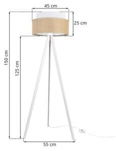 Lampa podłogowa trójnóg biały Light Home LH juta Duo 1xE27 45cm abażur walec biały/beżowy