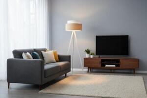 Lampa podłogowa trójnóg biały Light Home LH juta Duo 1xE27 45cm abażur walec biały/beżowy