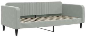 Sofa z materacem do spania, jasnoszara, 90x200 cm, aksamit
