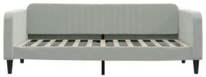 Sofa z materacem do spania, jasnoszara, 90x200 cm, aksamit