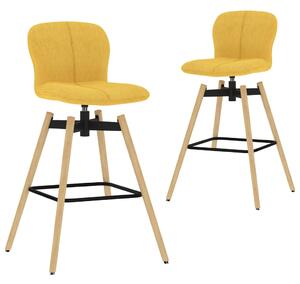Obrotowe krzesła barowe, 2 szt., żółte, obite tkaniną