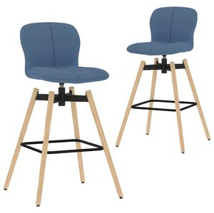 Obrotowe krzesła barowe, 2 szt., niebieskie, tkanina