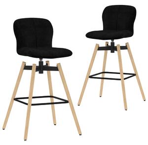 Obrotowe krzesła barowe, 2 szt., czarne, obite tkaniną