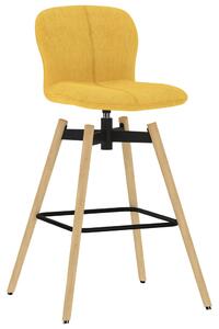 Obrotowe krzesła barowe, 2 szt., żółte, obite tkaniną