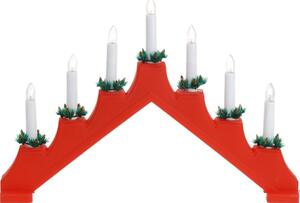Świecznik świąteczny Candle Bridge czerwony, 7 LED