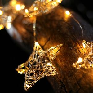 Girlanda świetlna LED z 4 wiszącymi gwiazdkami DecoKing Stars, 38 lampek, dł. 0,75 m