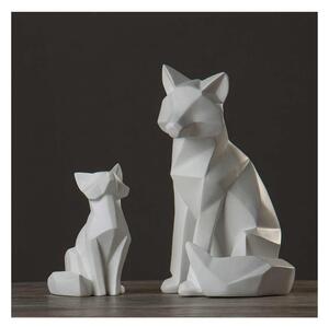 Matowa biała figurka w kształcie lisa PT LIVING Origami Fox, wys. 15 cm