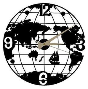 Czarny zegar ścienny Globe Clock, ⌀ 50 cm