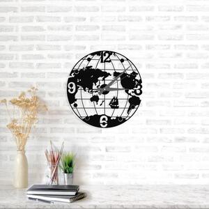 Czarny zegar ścienny Globe Clock, ⌀ 50 cm