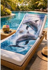 Ręcznik Plażowy Kąpielowy Szybkoschnący Na Basen 70x140cm Mikrofibra Delfin