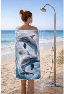 Ręcznik Plażowy Kąpielowy Szybkoschnący Na Basen 70x140cm Mikrofibra Delfin