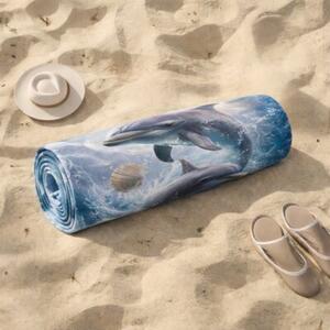 Ręcznik Plażowy Kąpielowy Szybkoschnący Na Basen 70x140cm Mikrofibra Delfin