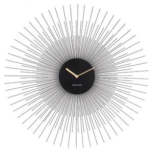 Czarny zegar ścienny Karlsson Peony Large, ø 60 cm