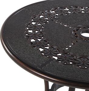 Stół ogrodowy brązowy aluminiowy okrągły otwór na parasol ø 65 cm Bovino Beliani