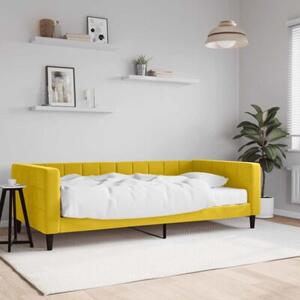 Sofa z materacem do spania, żółta, 100x200 cm, aksamit
