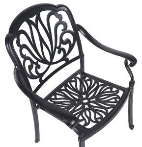 Zestaw 4 krzeseł vintage aluminium z poduszkami czarny Ancona Beliani