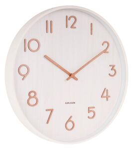 Biały zegar ścienny z drewna lipy Karlsson Pure Medium, ø 40 cm