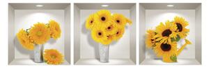 Komplet 3 naklejek ściennych 3D Ambiance Sunflowers