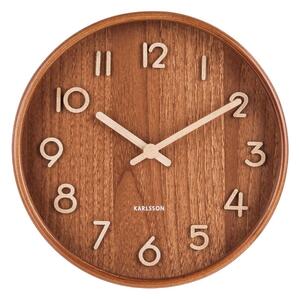 Brązowy zegar ścienny z drewna lipy Karlsson Pure Small, ø 22 cm