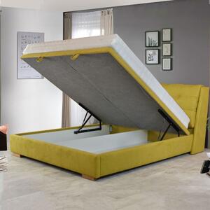 Łóżko tapicerowane 180 x 200 ze schowkiem żółte, Novi