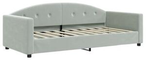 Sofa z materacem do spania, jasnoszara, 90x190 cm, aksamit