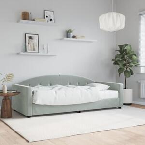 Sofa z materacem do spania, jasnoszara, 90x190 cm, aksamit