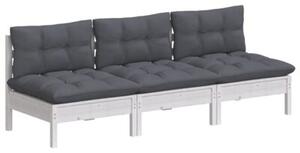 Sofa 3-osobowa ogrodowa z antracytowymi poduszkami, sosnowa