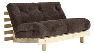 Ciemnobrązowa sztruksowa rozkładana sofa 140 cm Roots – Karup