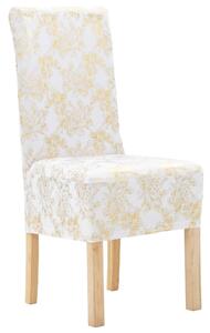 4 elastyczne pokrowce na krzesła, białe ze złotym nadrukiem