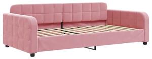 Sofa z funkcją spania, różowa, 100x200 cm, obita aksamitem