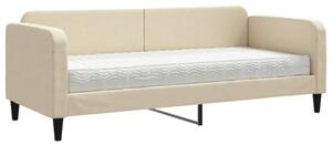 Sofa z materacem do spania, kremowa, 80x200 cm, tkanina