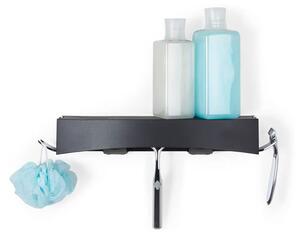 Czarna samoprzylepna półka Compactor Clever Flip Shower Shelf
