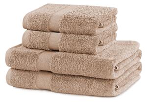 Komplet 4 beżowych ręczników DecoKing Marina Beige