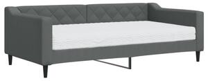 Sofa z materacem, ciemnoszara, 90x190 cm, tkanina