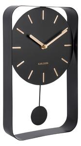 Czarny zegar ścienny z wahadłem Karlsson Charm, wys. 32,5 cm