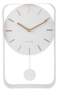 Biały zegar ścienny z wahadłem Karlsson Charm, wys. 32,5 cm