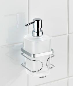 Biały ścienny dozownik do mydła z uchwytem ze stali nierdzewnej Wenko Premium