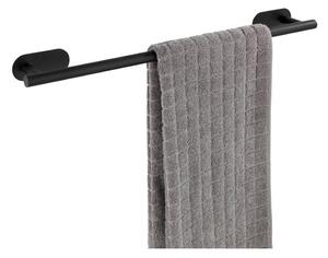 Matowy czarny ścienny uchwyt na ręczniki ze stali nierdzewnej Wenko Orea Rail Turbo-Loc®