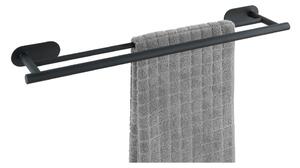 Matowy czarny podwójny ścienny uchwyt na ręczniki ze stali nierdzewnej Wenko Orea Rail Duo Turbo-Loc®