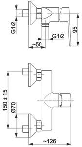 Bateria wannowa natynkowa KFA ARMATURA Agat 4426-010-00 Chrom