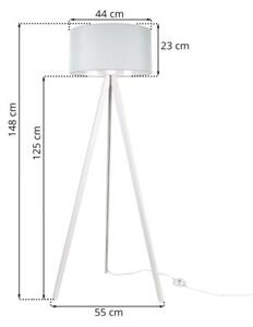 Lampa podłogowa trójnóg biały Light Home LH Gaja 1xE27 44cm abażur walec jasny szary