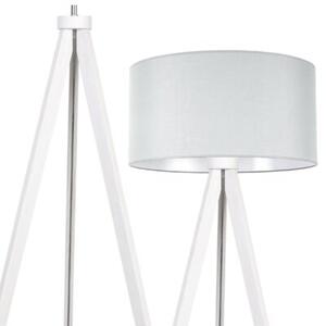 Lampa podłogowa trójnóg biały Light Home LH Gaja 1xE27 44cm abażur walec jasny szary
