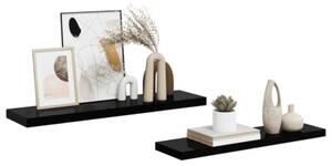 Półki ścienne 2 szt. wysoki połysk, czarne, 90x23,5x3,8 cm, mdf