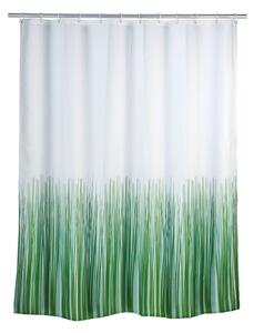 Zielono-biała zasłona prysznicowa Wenko Nature, 180x200 cm