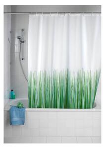 Zielono-biała zasłona prysznicowa Wenko Nature, 180x200 cm