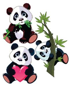 Zestaw 3 ściennych naklejek dziecięcych Ambiance Panda